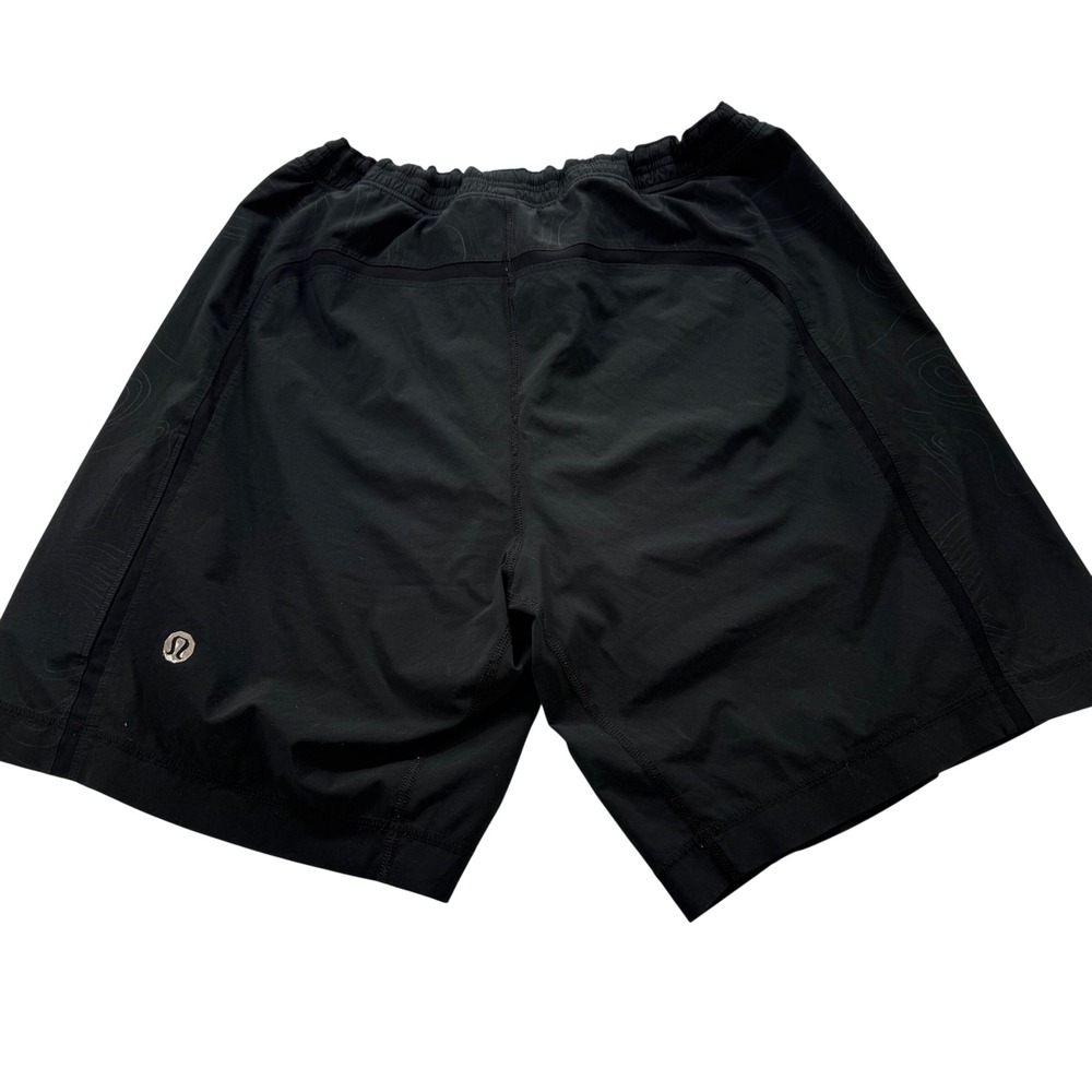 Lululemon Pace Breaker Shorts Men Sm Black Lined 7" Topo Print Side Panels - Picture 2 of 10